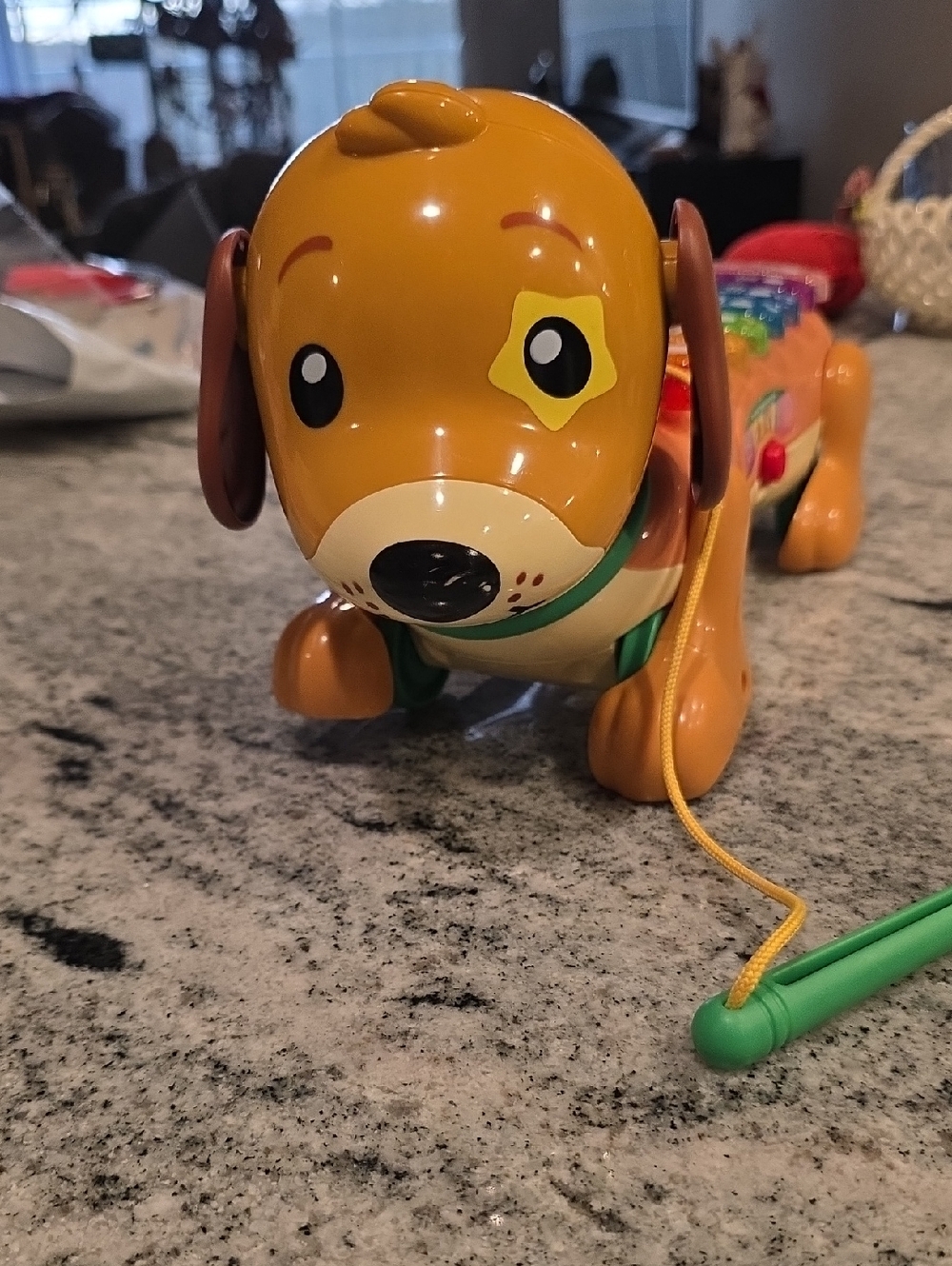 Pull-Along Brown Puppy Toy with Interactive Buttons